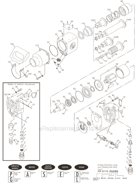 Page A Diagram and Parts List for CP6110 T025101 Chicago Pneumatic Wrench